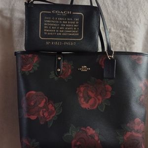 Coach Reversible Floral City Tote with Detachable Clutch
